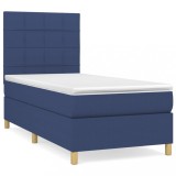 Cumpara ieftin Pat box spring cu saltea, albastru, 80x200 cm, textil