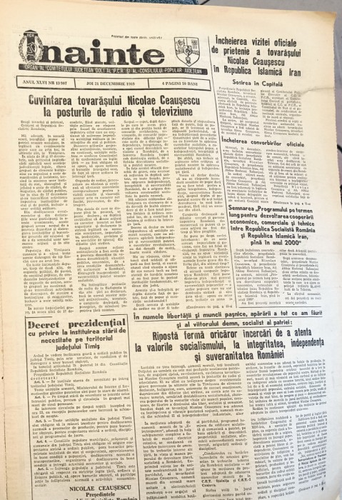 ZIAR VECHI INAINTE , 21 DECEMBRIE 1989 = ZIAR AL CONSILIULUI JUDETEAN DOLJ