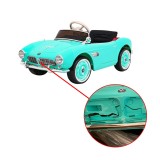 Masinuta Electrica BMW Retro, Roti EVA, 2 Motoare 12V, Telecomanda, Scaun Piele, Mp3, USB, Suspensii, &lt;30kg, RESIGILAT