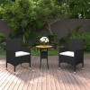 VidaXL Set de mobilier pentru grădină, 3 piese, negru, poliratan
