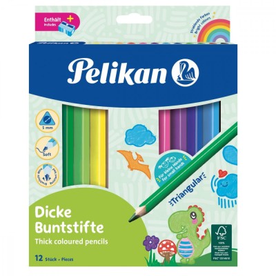 Culori Pelikan 12/set JUMBO+ ASCUTITOARE foto