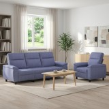 Cumpara ieftin Set de canapea 2 pcs Albastru Jeans Tesatura