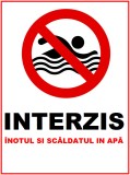 Placuta pentru interzicerea inotului si scaldatul in apa