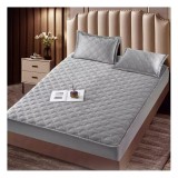Cumpara ieftin Husa de Saltea Tip Topper cu Elastic + 2 Fete de Perna Catifea, Gri Deschis 160x200 - JO999