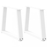 VidaXL Picioare pentru măsuță de cafea &icirc;n formă de V, 2 buc., alb, 70x(42-43,3) cm, oțel
