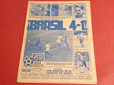 Ziar de colectie BRAZILIA-CEHOSLOVACIA - Campionatul Mondial de fotbal MEXICO`70 foto