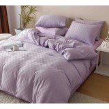 Cumpara ieftin Lenjerie de Pat Finet Jacquard PREMIUM, Pat Dublu, 6 Piese, Lila Deschis - JO191