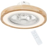 HOMCOM Ventilator de tavan cu lumină și telecomandă, 6 viteze, luminozitate reglabilă, motor silențios, maro deschis | Aosom Romania