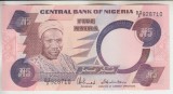 NIGERIA █ bancnota █ 5 Naira █ 1984-2000 █ P24c █ UNC █ necirculata