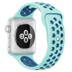 Curea iUni compatibila cu Apple Watch Ultra/SE/8/7/6/5/4/3/2/1, 38mm, Silicon Sport, Turquoise/Blue