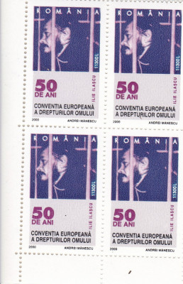 2000 LP 1529-50 ANI CONVENTIA EUROPEANA A DREPTURILOR OMULUI BLOC 4 TIMBRE MNH foto