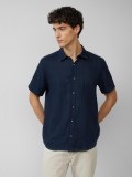 s.Oliver Camasa usoara cu maneca scurta, barbati, din 100% in, Regular fit, Bleumarin inchis, S