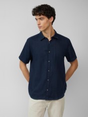 s.Oliver Camasa usoara cu maneca scurta, barbati, din 100% in, Regular fit, Bleumarin inchis, S