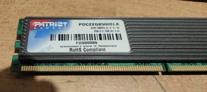 Ram PC 2GB (2x1GB) DDR2 1066MHz PDC22G8500ELK
