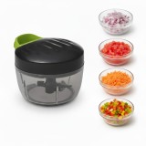 Tocator manual multifunctional Koken 500 ml, 3 lame ascutite din inox, mecanic cu sfoara, perfect pentru legume/fructe/sosuri, curatare usoara, plasti