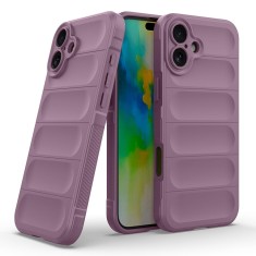 Husa antisoc pentru iphone 16, margini striate, magic shield, purple foto