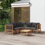 VidaXL Set mobilier de grădină cu perne gri &icirc;nchis, 6 piese, bambus 3155220