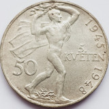 565 Cehoslovacia 50 korun 1948 Prague Uprising km 25 argint, Europa