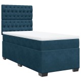 Cumpara ieftin Pat continental cu saltea, albastru, 80x200 cm, catifea