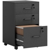 HOMCOM Dulap Mobil pentru Birou cu 3 Sertare &Icirc;ncuietabile, Dulap de Depozitare pe Roți, 40 x 40 x 69,5 cm, Negru | Aosom Romania