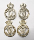 LOT 4xINSEMN REGALIST. CIFRUL REGELUI CAROL II . METAL ARGINTIU . COROANA PLINA.