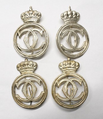 LOT 4xINSEMN REGALIST. CIFRUL REGELUI CAROL II . METAL ARGINTIU . COROANA PLINA. foto