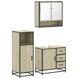 Cumpara ieftin Set mobilier de baie, 3 piese, stejar sonoma, lemn prelucrat