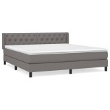 Cumpara ieftin Pat continental cu saltea, gri inchis, 160x200 cm, tesatura