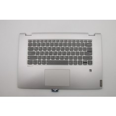 Carcasa superioara palmrest cu tastatura Laptop, Lenovo, FLEX-15IML Type 81XH, 5CB0S17702, AM2G9000210, ET2G9000500, iluminata, cu fingerprint, gri, l