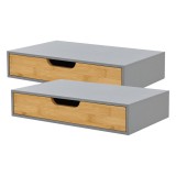 Set 2 buc raft perete Bokn 40x24x8cm bambus gri natur [en.casa] HausGarden Leisure