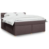 VidaXL Pat continental cu saltea maro &icirc;nchis 180x200cm material textil