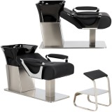 Spălător coafor frizerie orizontal Camila, pentru salon, cu vas ceramic mobil, armături, baterie și duș