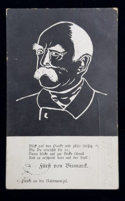 CONTELE VON BISMARCK , CARTE POSTALA ILUSTRATA , PENTRU AJUTORUL DE RAZBOI , MONOCROMA , CIRCULATA , DATATA 1915 foto