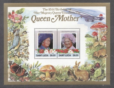 St. Lucia 1985 Queen mother perf. sheet MNH S.648 foto