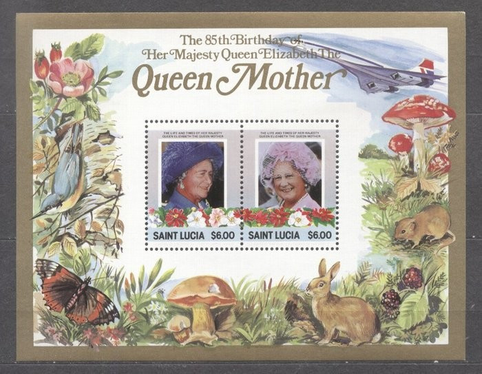 St. Lucia 1985 Queen mother perf. sheet MNH S.648