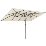 Outsunny Umbrelă de Grădină Dublă &Icirc;nclinabilă și Reglabilă &icirc;n &Icirc;nălțime, 295x150x170-214 cm, Alb Crem | Aosom Romania