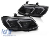 Set de faruri LED de tuning potrivit pentru BMW Seria 3 E92 coupe, E93 cabrio 2010-2013 cu baza neagra, pentru modelul cu lumini DRL de fabrica, fara