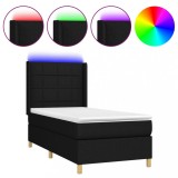 Cumpara ieftin Pat cu arcuri, saltea si LED, negru, 80x200 cm, textil