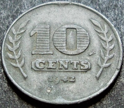 Moneda istorica 10 CENTS - OLANDA, anul 1942 * cod 1412 foto
