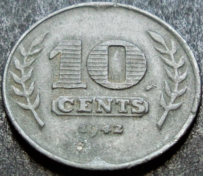 Moneda istorica 10 CENTS - OLANDA, anul 1942 * cod 1412