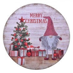 Platou Decorativ, Crăciun, Gnome cu Brad &Icirc;mpodobit și Cadouri, Plastic, 40cm