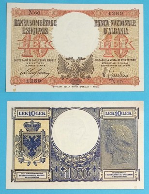 Albania 10 Lek 1940 &amp;#039;Ocupația Italiană&amp;#039; aUNC serie: 1269 60 p#11 foto