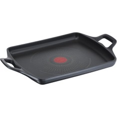 Tava plancha Tefal Robusto, 26 x 32 cm, inductie, invelis antiaderent din titan, aluminiu turnat, indicator Thermo-Signal, manere laterale, negru