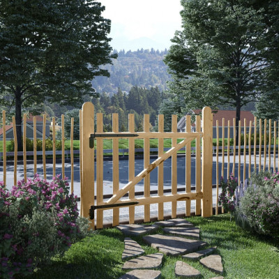 vidaXL Poartă simplă de gard, lemn de alun 100x90 cm foto