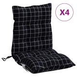 Cumpara ieftin Perne scaun cu spatar mic, 4 buc., negru carouri, textil oxford