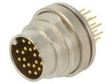 Conector BINDER M16 soclu tată 19 pini 3A 32V drept IP40 THT