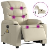Cumpara ieftin Fotoliu electric de masaj rabatabil, crem, piele ecologica