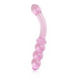 Drăguț dildo de sticlă roz pentru sex anal 18 cm