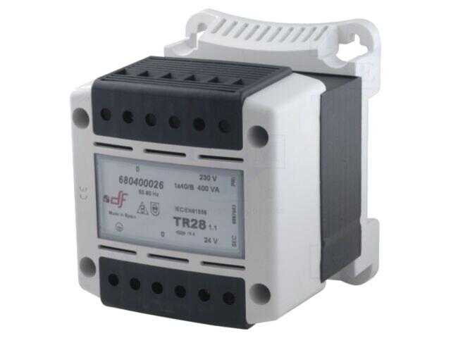 Transformator DF ELECTRIC 400VA 230VAC 24V pentru şină DIN