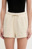 IRO pantaloni scurți din bumbac culoarea bej, cu imprimeu, high waist, WF30OCRESIA